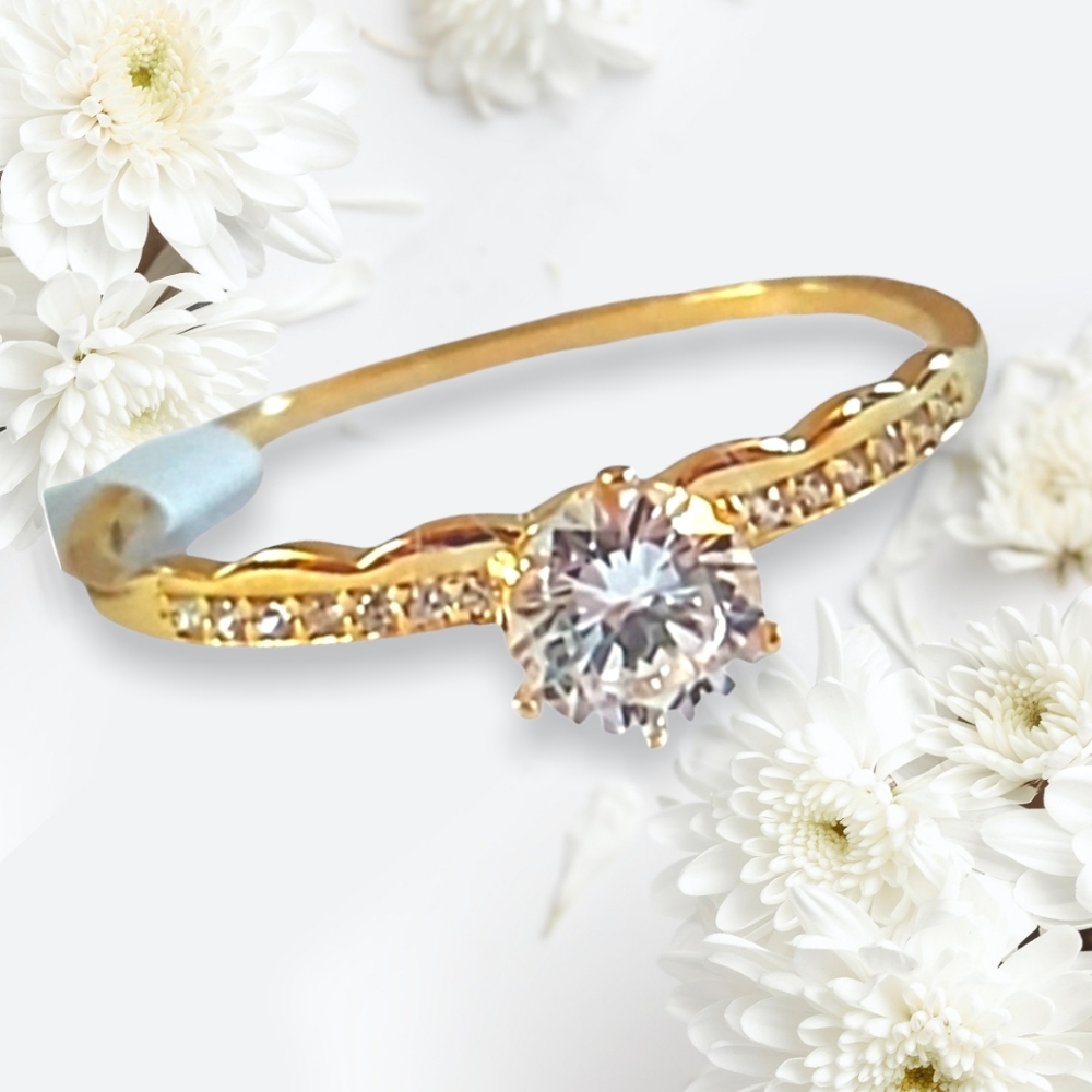 Size 6 - Sterling Silver CZ Round Minimalist Band Ring